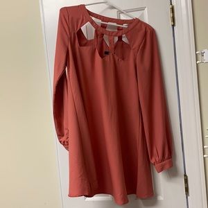 Rust colored cut out long sleeve mini dress